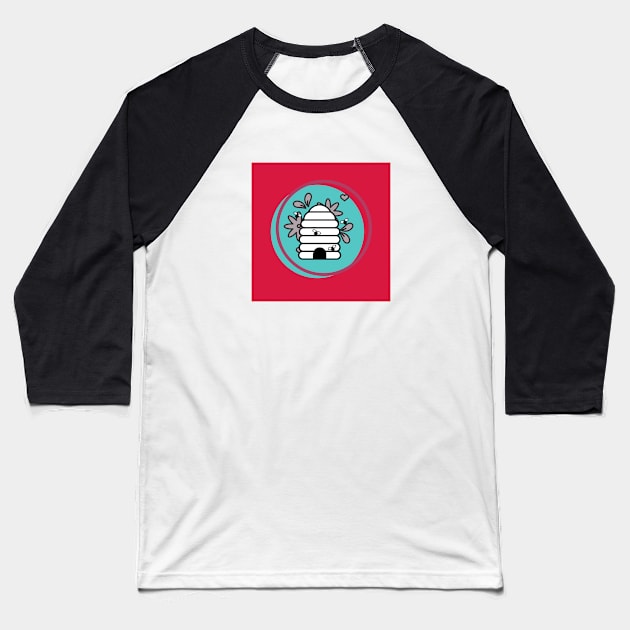 bees hive and flowers Baseball T-Shirt by livmilano